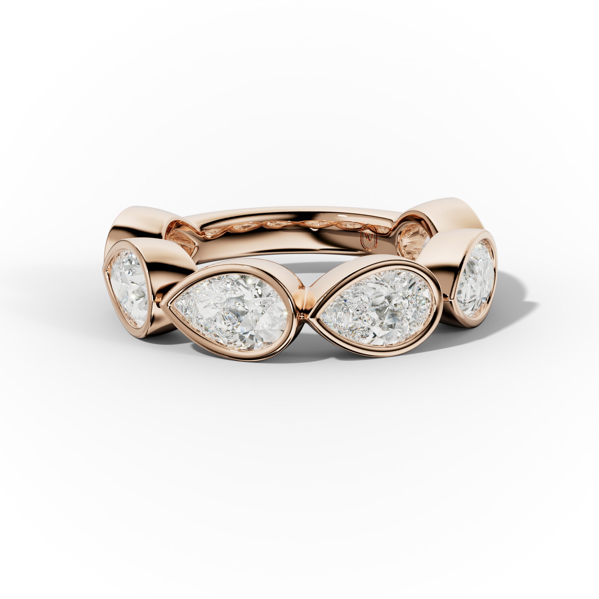 4.0 Carat East West Pear Shape Bezel Set Diamond Anniversary Band